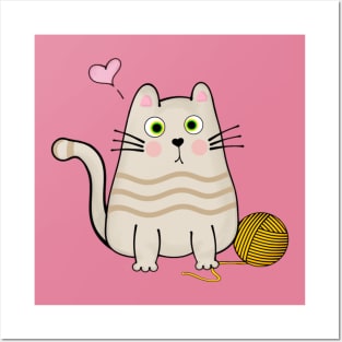 Cute Cartoon Cat Posters and Art